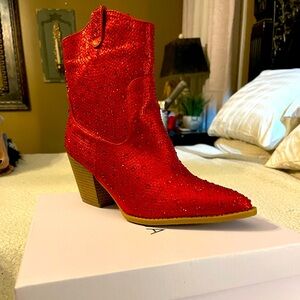 Brand new red rhinestone boots size 10